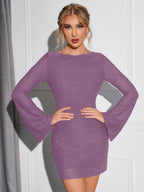 Radiant Glitter Open-Back Dress by Natalia