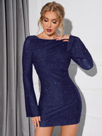 Radiant Glitter Open-Back Dress by Natalia