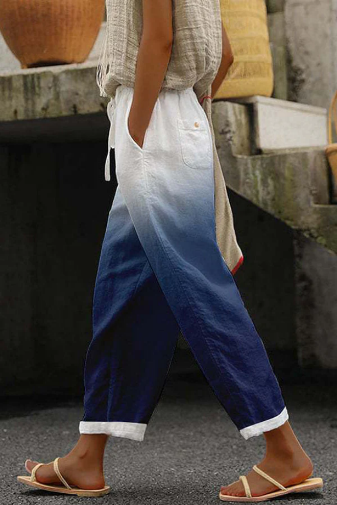 Printed Button Pocket Trousers Casual Unique
