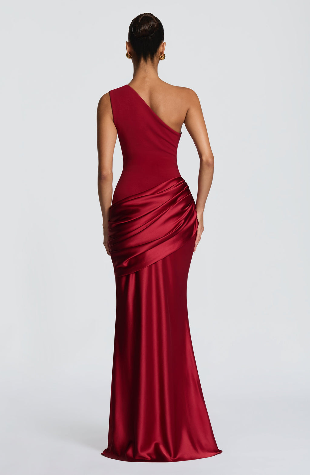 Graduation Dress One Shoulder Satin Ruched Maxi