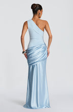 Graduation Dress One Shoulder Satin Ruched Maxi