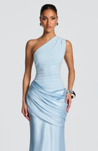Graduation Dress One Shoulder Satin Ruched Maxi