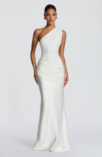 Graduation Dress One Shoulder Satin Ruched Maxi