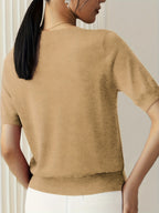 Short Sleeve Knit Jumper Crew Neck Ribbed Layering