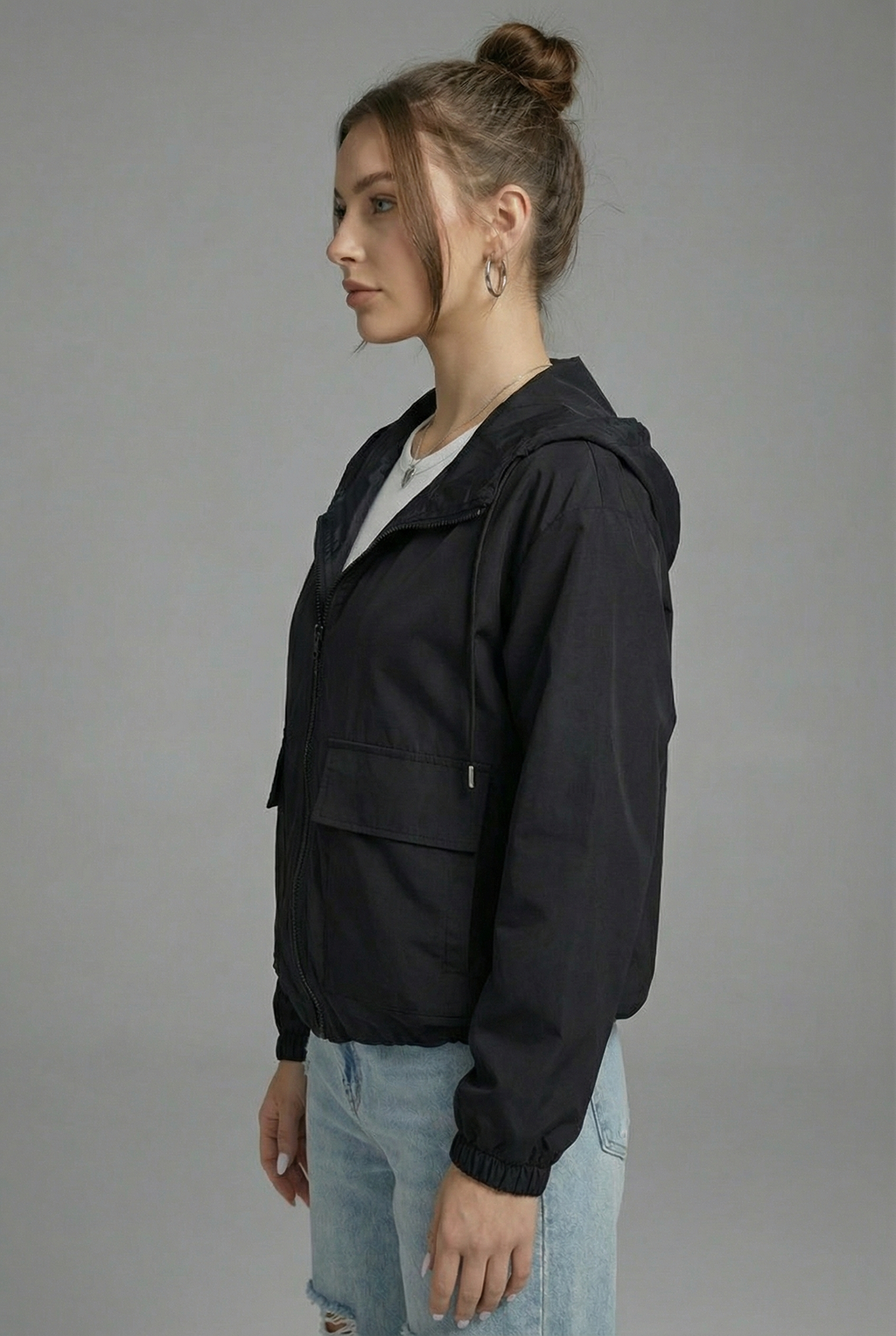 Spring Jacket Cropped Hooded Lightweight