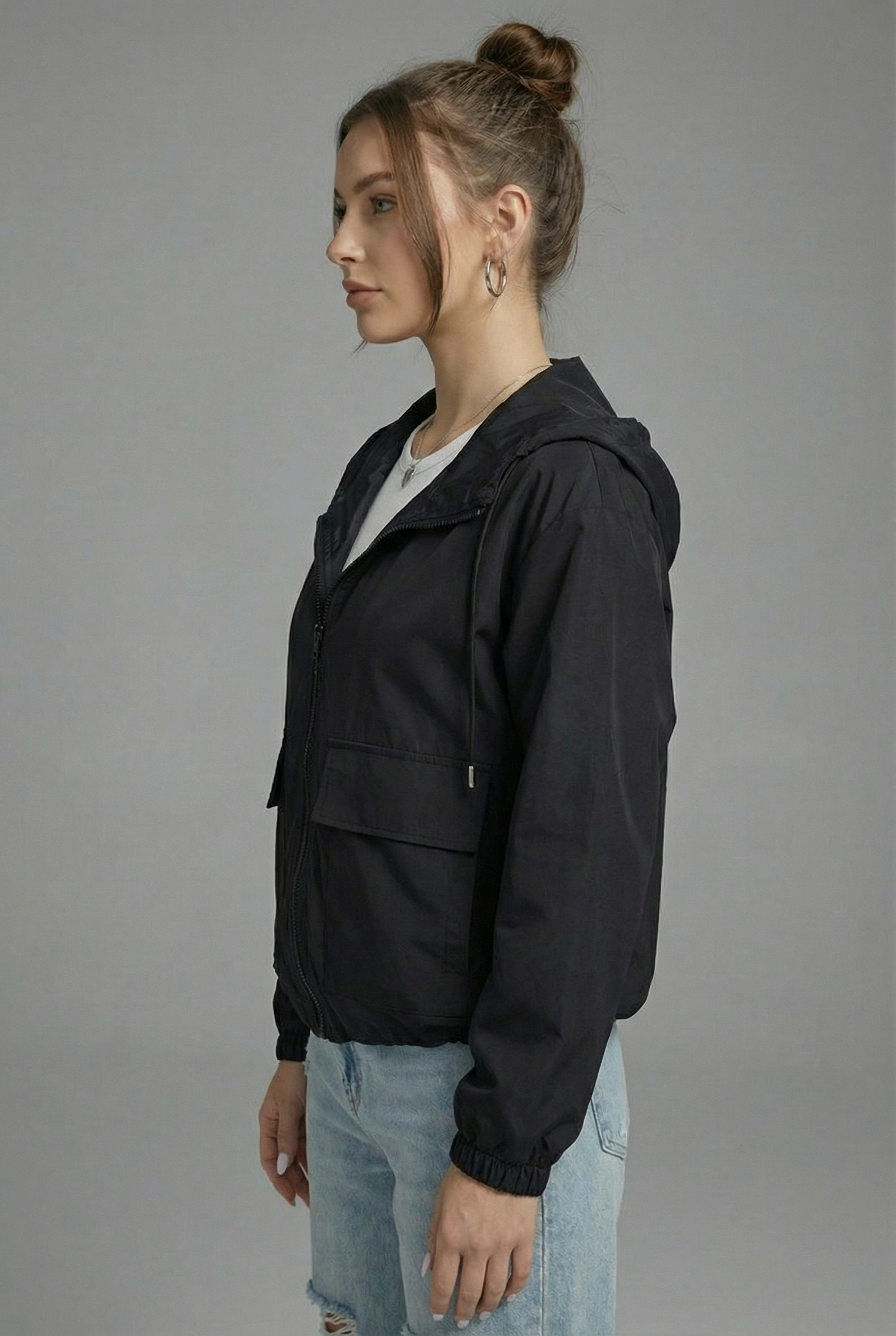 Spring Jacket Cropped Hooded Lightweight