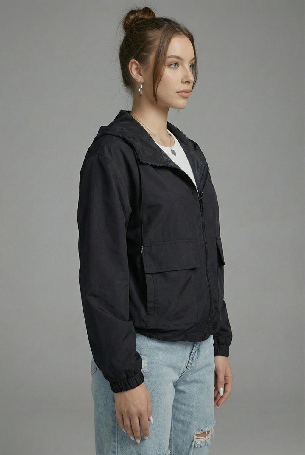 Spring Jacket Cropped Hooded Lightweight