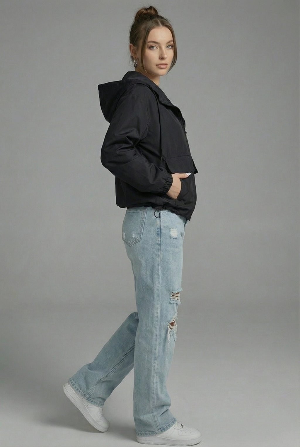 Spring Jacket Cropped Hooded Lightweight