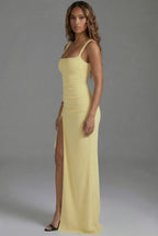 Bodycon Maxi Dress Slip Open Back Leg Split
