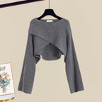 Two Piece Knit Dress Set A Line Dress Cropped Jumper