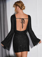 Radiant Glitter Open-Back Dress by Natalia