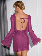 Radiant Glitter Open-Back Dress by Natalia