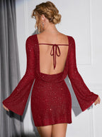 Radiant Glitter Open-Back Dress by Natalia
