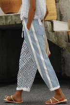 Printed Button Pocket Trousers Casual Unique