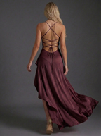Wedding Guest Dress Maxi Satin Ruched Split