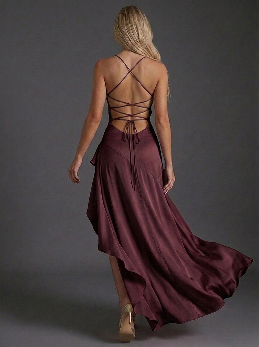 Wedding Guest Dress Maxi Satin Ruched Split