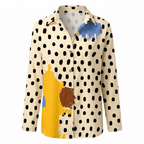 Abstract Print Split Neck Blouse Roll-Up Sleeve