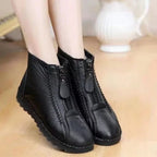 Ankle Boots Fleece Lined Side Zip Leather Anti Slip Sole