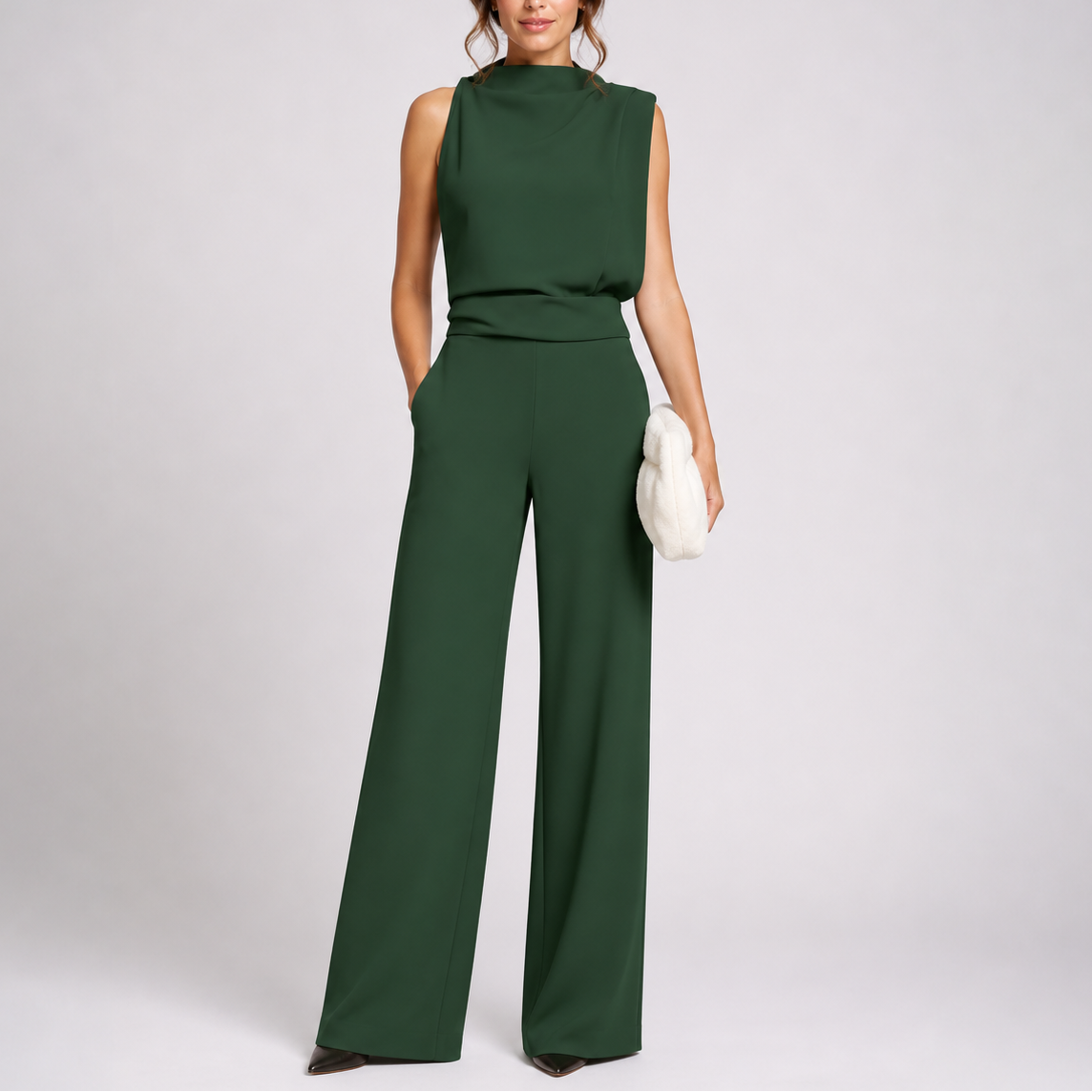 High Neck Sleeveless Jumpsuit