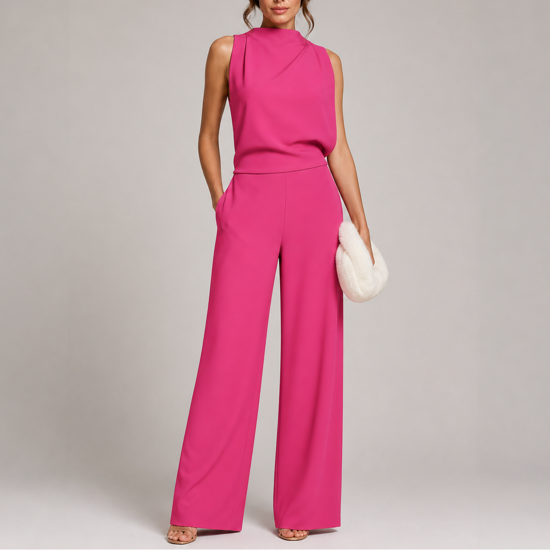 High Neck Sleeveless Jumpsuit