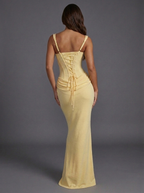 Prom Dress Corset Square Neck Draped
