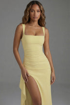 Bodycon Maxi Dress Slip Open Back Leg Split