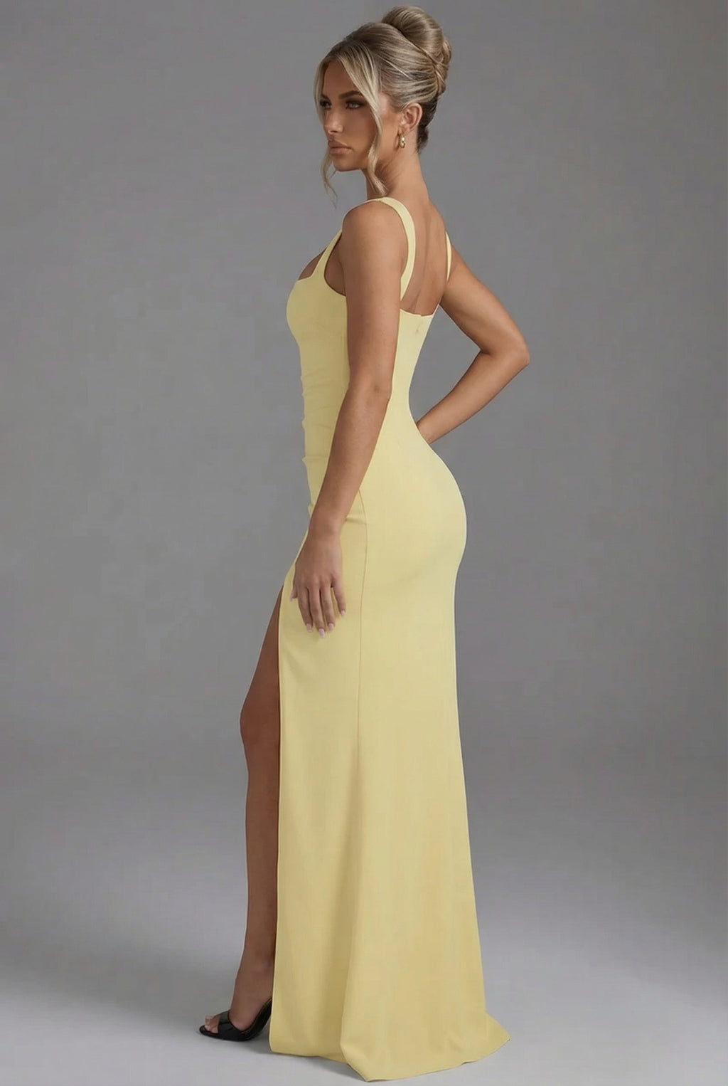 Slip Maxi Dress Bodycon Open Back Leg Split