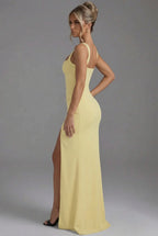 Slip Maxi Dress Bodycon Open Back Leg Split