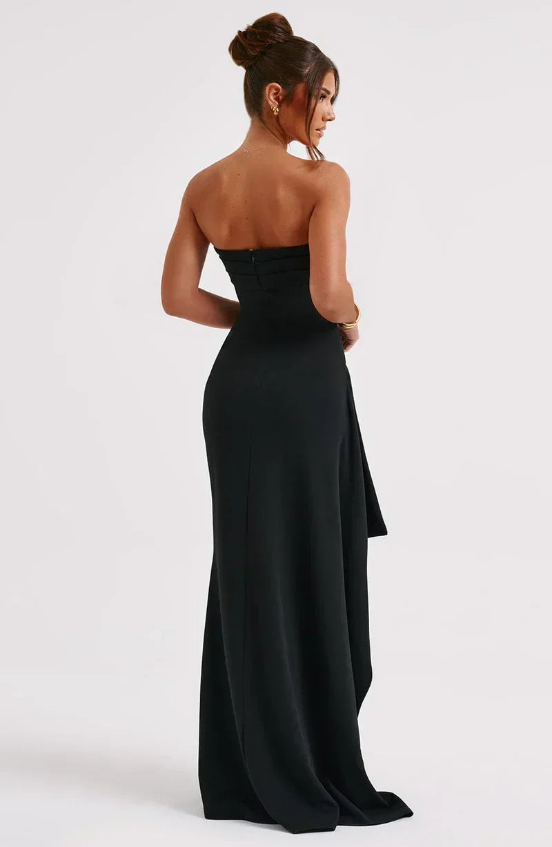 Cocktail Maxi Dress Strapless Leg Split