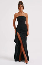 Cocktail Maxi Dress Strapless Leg Split