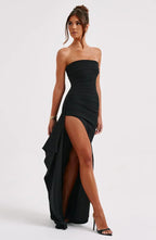 Cocktail Maxi Dress Strapless Leg Split