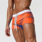 Mens Swim Trunks Slim Drawstring Side Vents